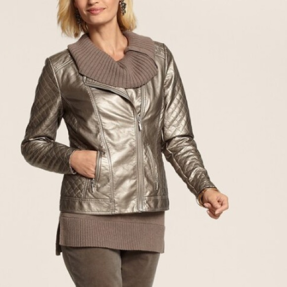 Chico's Jackets & Blazers - Chico’s Bronze Metallic Faux-Leather Jacket